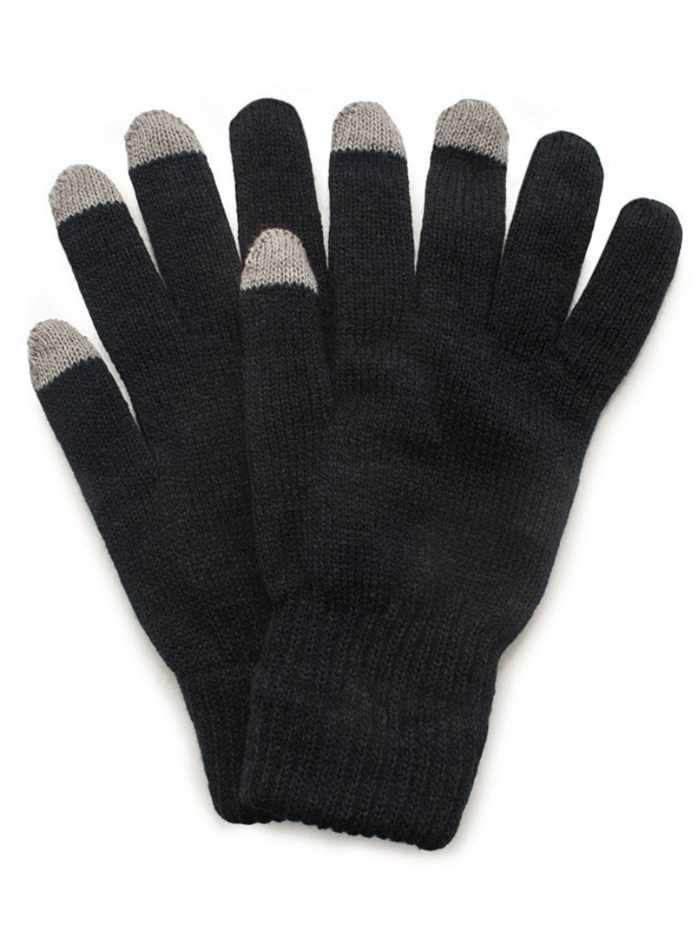 Men's Warm Winter Black QuietWear Knit Texting Gloves Tech Work One Size M/L NEW